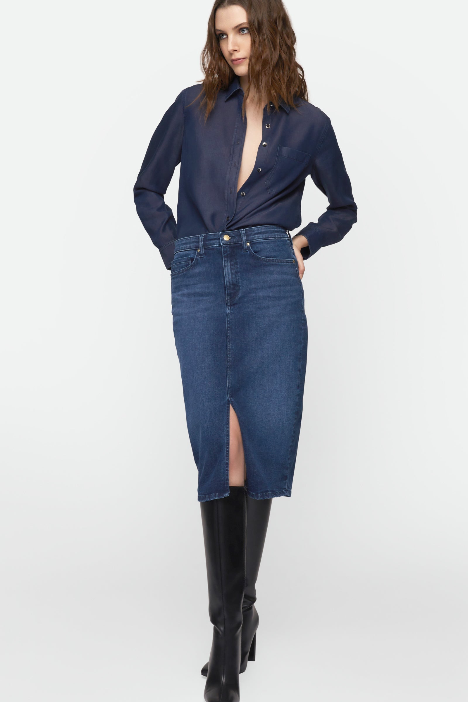 NORAH SKIRT J 25DU Gonna midi in denim blu | GAS Jeans